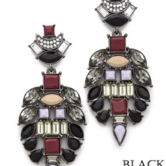 Artistic Gem Earrings - Black - Picture 3 of 7